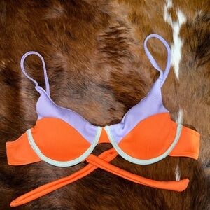 SHEIN Orange and Purple Bikini Top
